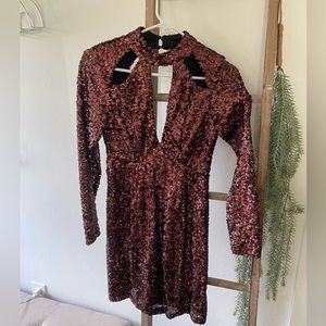 Dusty rose sequined mini dress